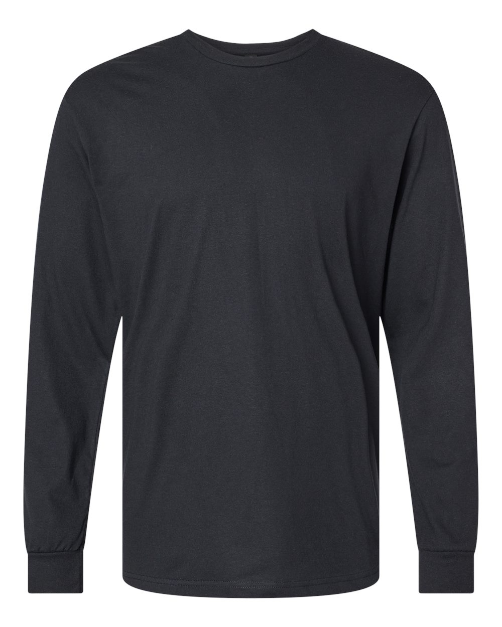 Front View of Pitch Black Softstyle® CVC Long Sleeve T-Shirt - 64440CVC