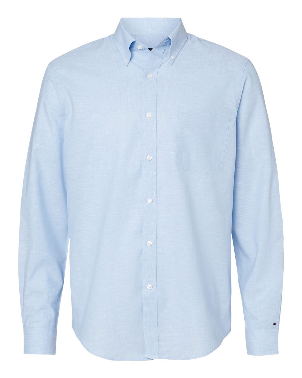 Front View of Placid Blue Cotton/Linen Shirt - 13TH107
