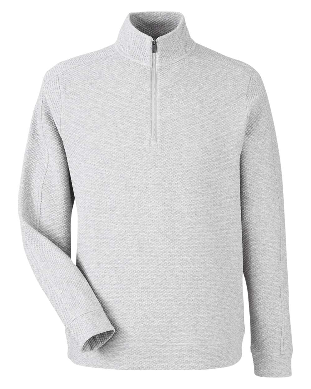 Front View of Platinum Heather Men&#39;s Spirit Textured Quarter-Zip Pullover - NE725