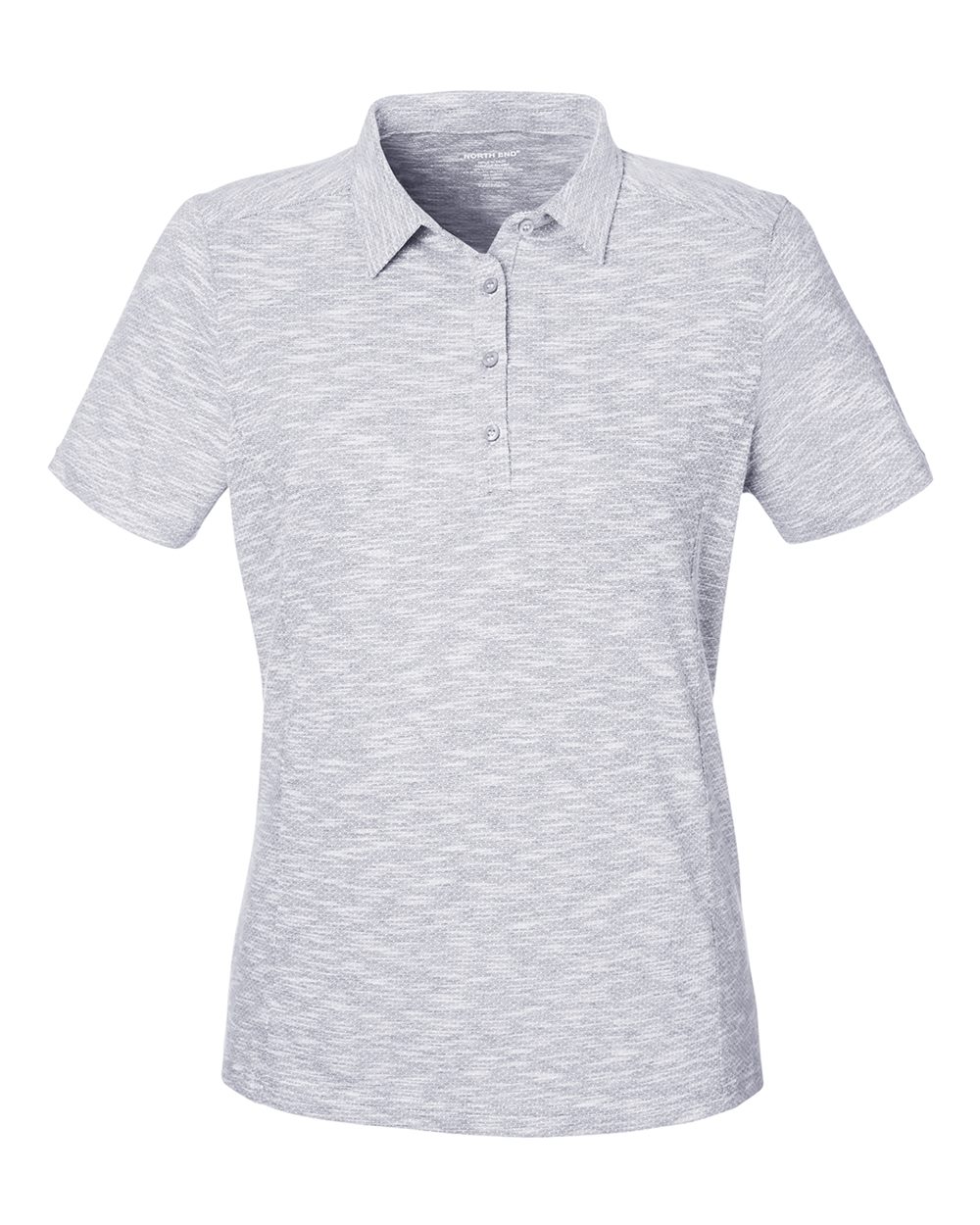 Front View of Platinum Heather Women&#39;s Eclipse Jacquard Polo - NE115W