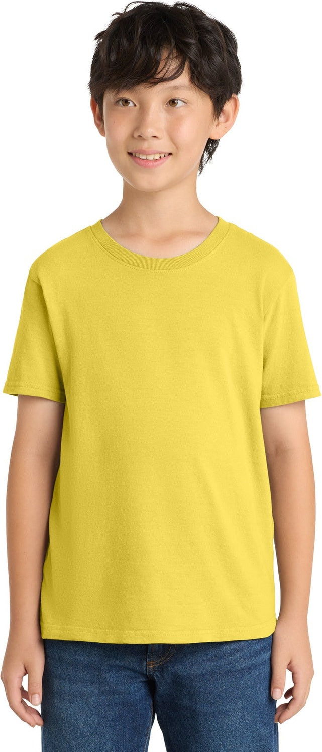 Front View of Popcorn Port & Co Youth Beach Wash Garment-Dyed Tee. PC099Y