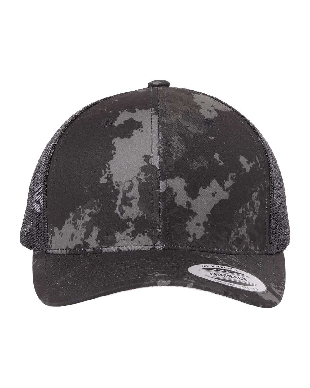 Front View of Poseidon Black Retro Trucker Cap - 6606