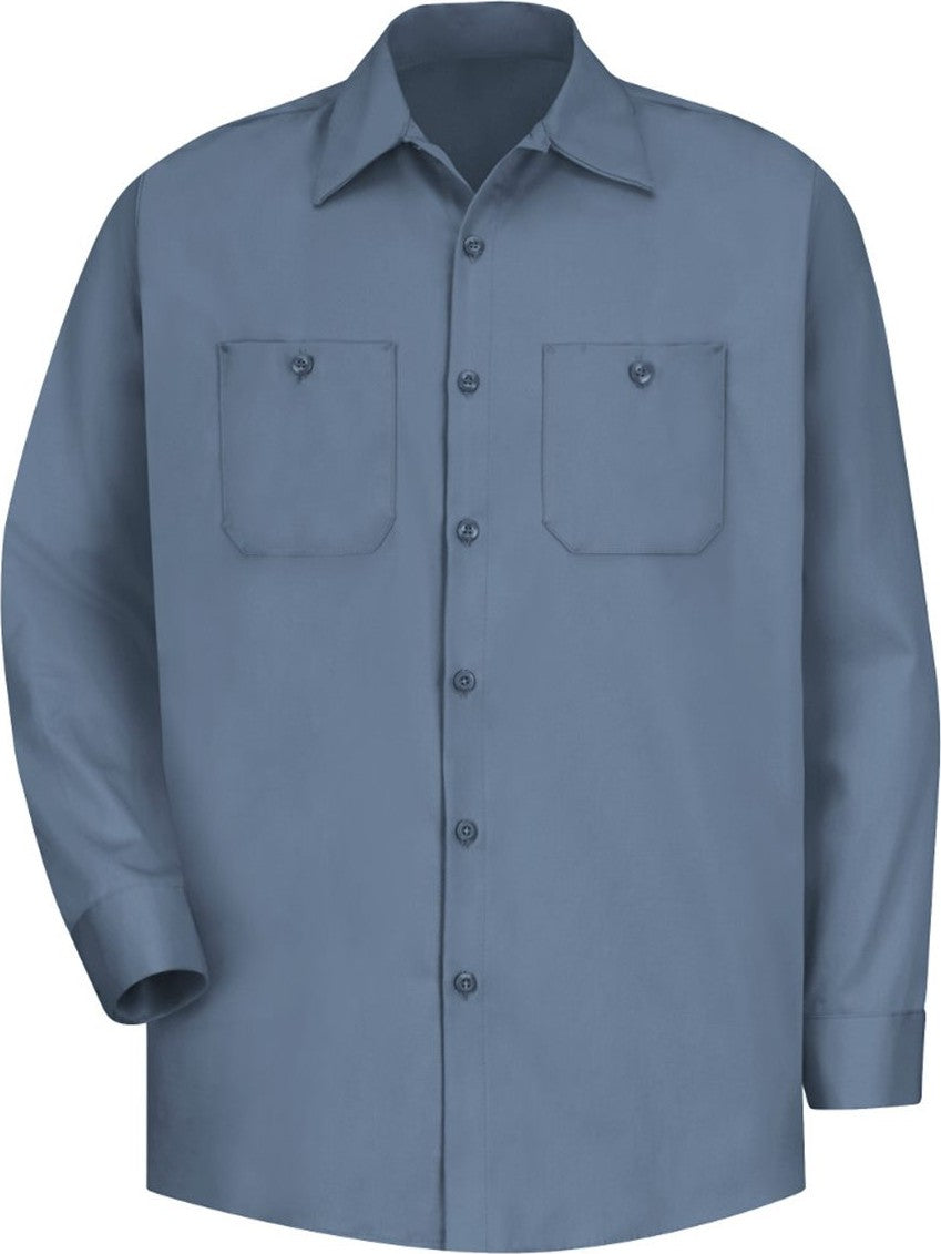 Front View of Postman Blue Cotton Long Sleeve Uniform Shirt - Tall Sizes - SC30T