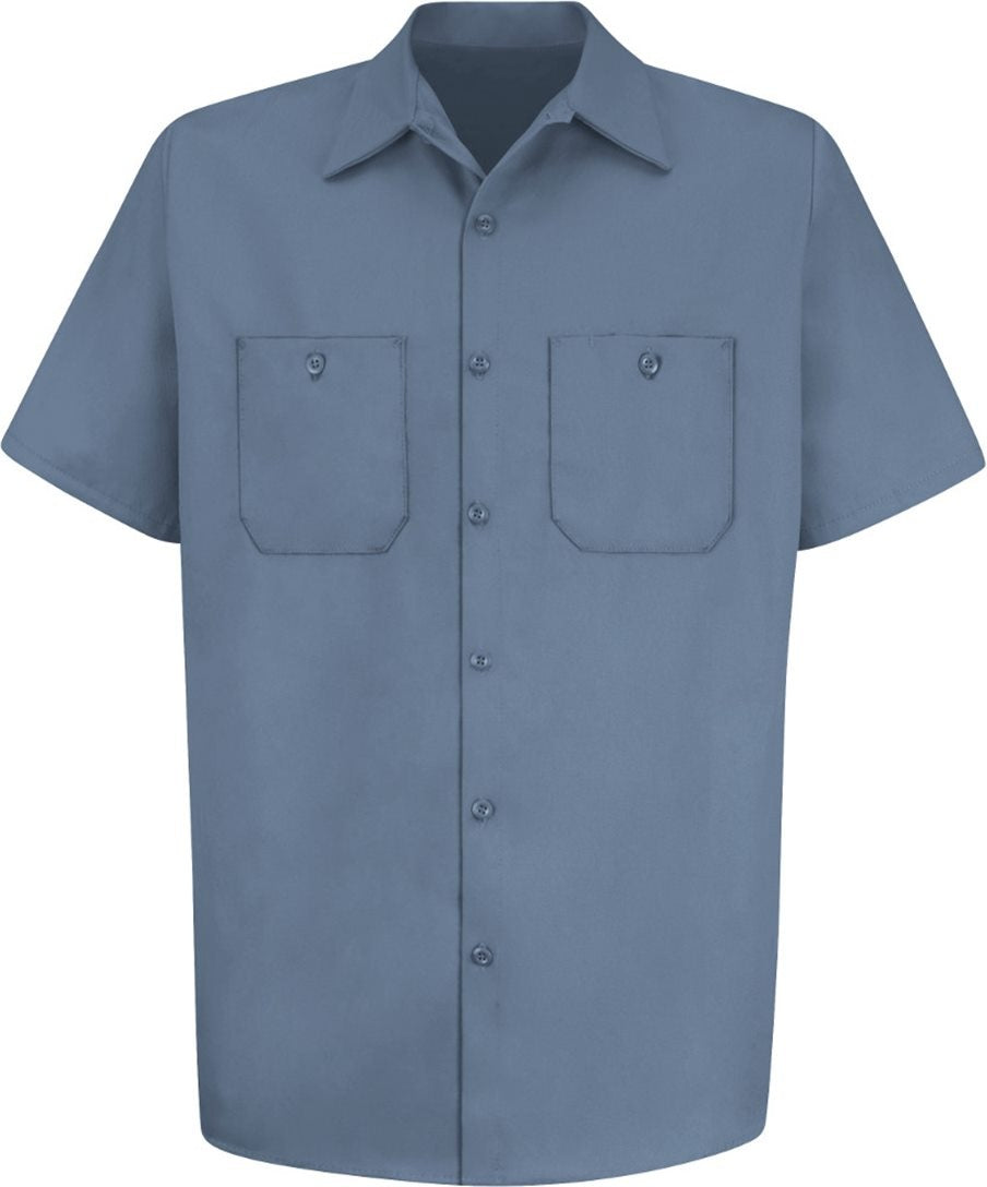 Front View of Postman Blue Cotton Short Sleeve Uniform Shirt - SC40