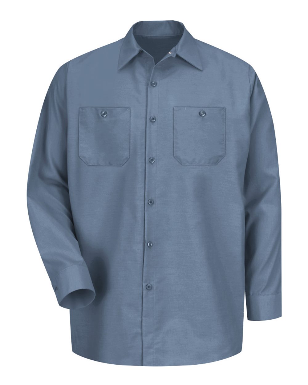 Front View of Postman Blue Industrial Long Sleeve Work Shirt - SP14