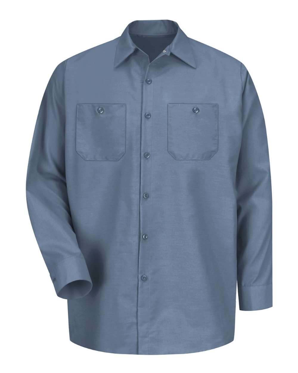 Front View of Postman Blue Industrial Long Sleeve Work Shirt - Tall Sizes - SP14T