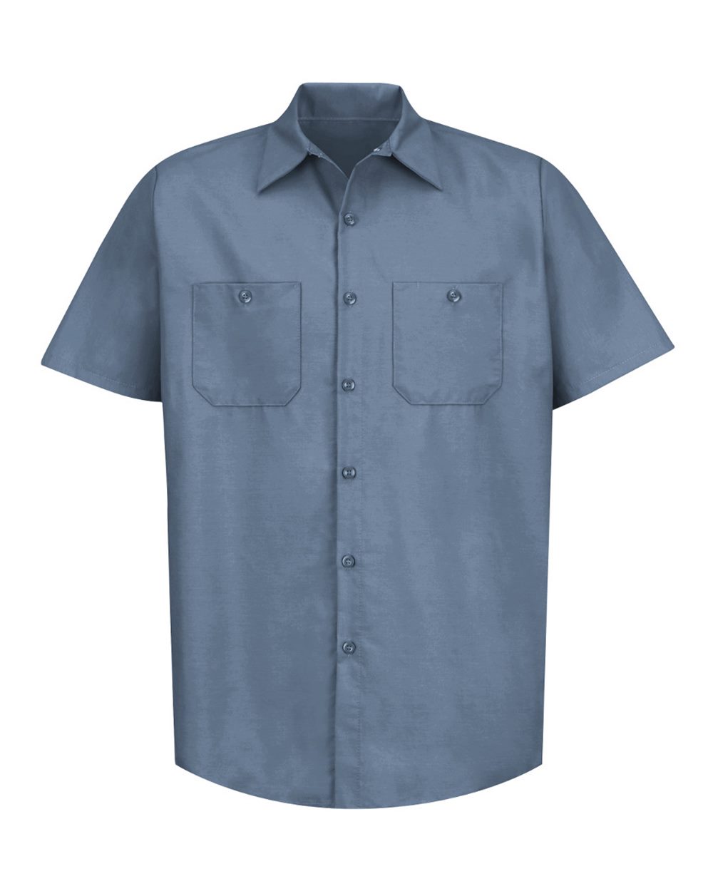 Front View of Postman Blue Industrial Short Sleeve Work Shirt - SP24