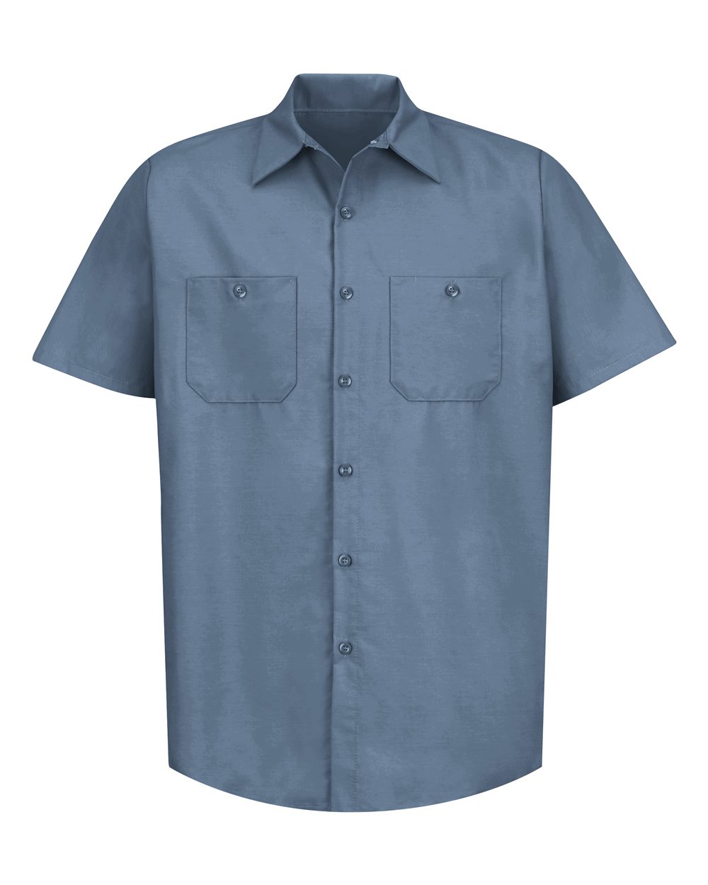 Front View of Postman Blue Industrial Short Sleeve Work Shirt - Tall Sizes - SP24T
