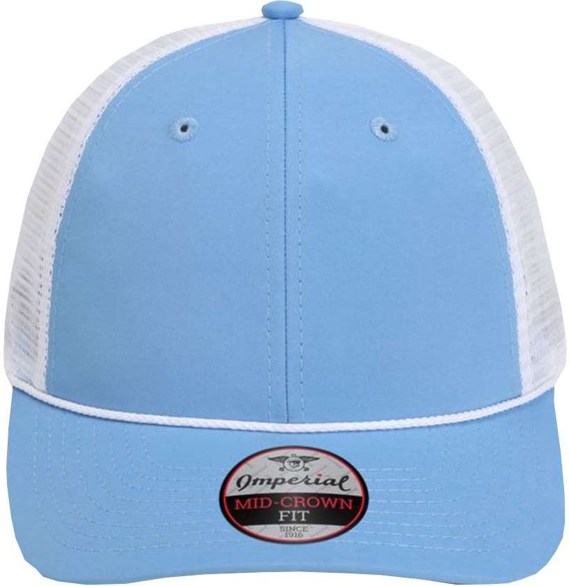 Front View of Powder Blue/ White The Night Owl Performance Rope Cap - 7055