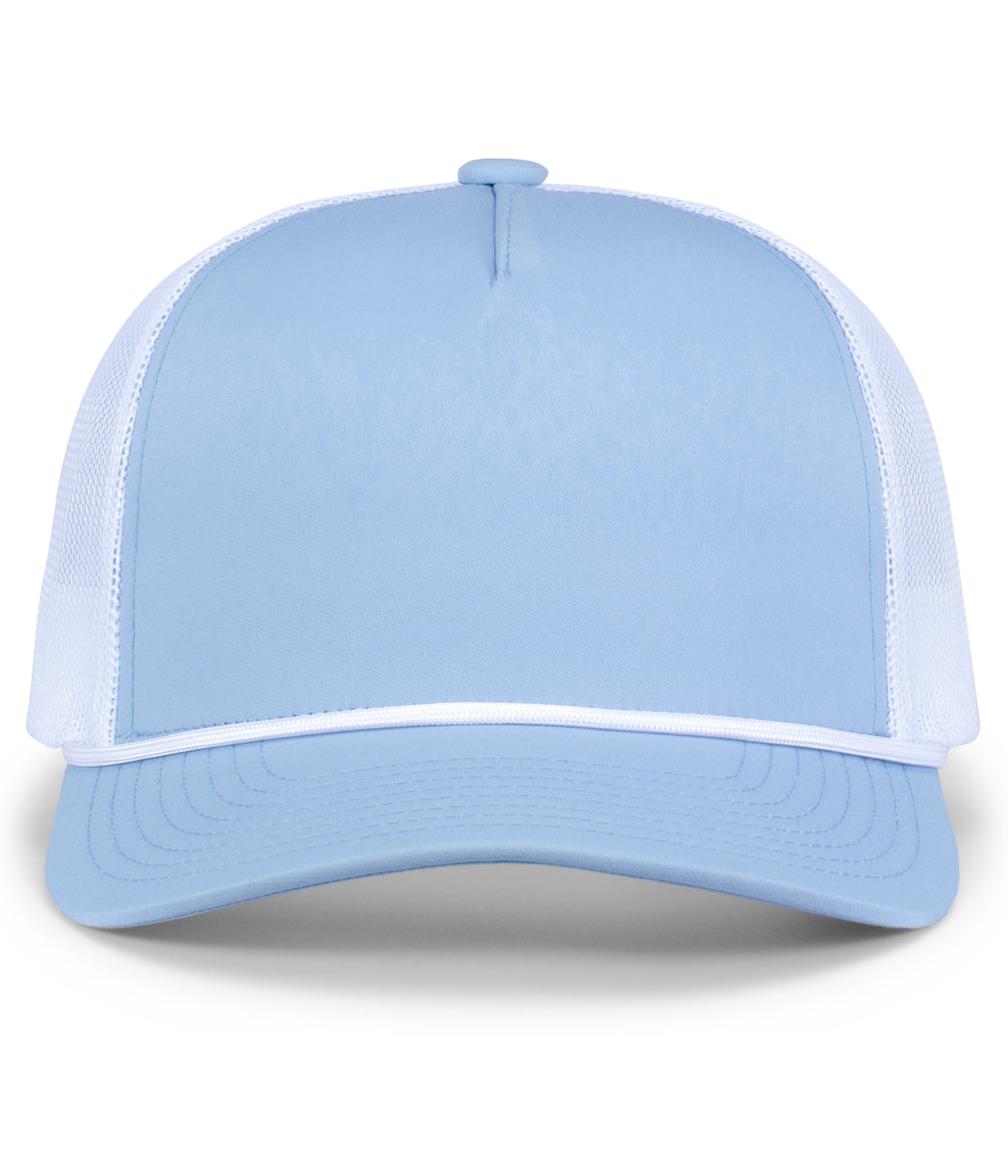 Front View of POWDER BLUE/WHITE WEEKENDER TRUCKER