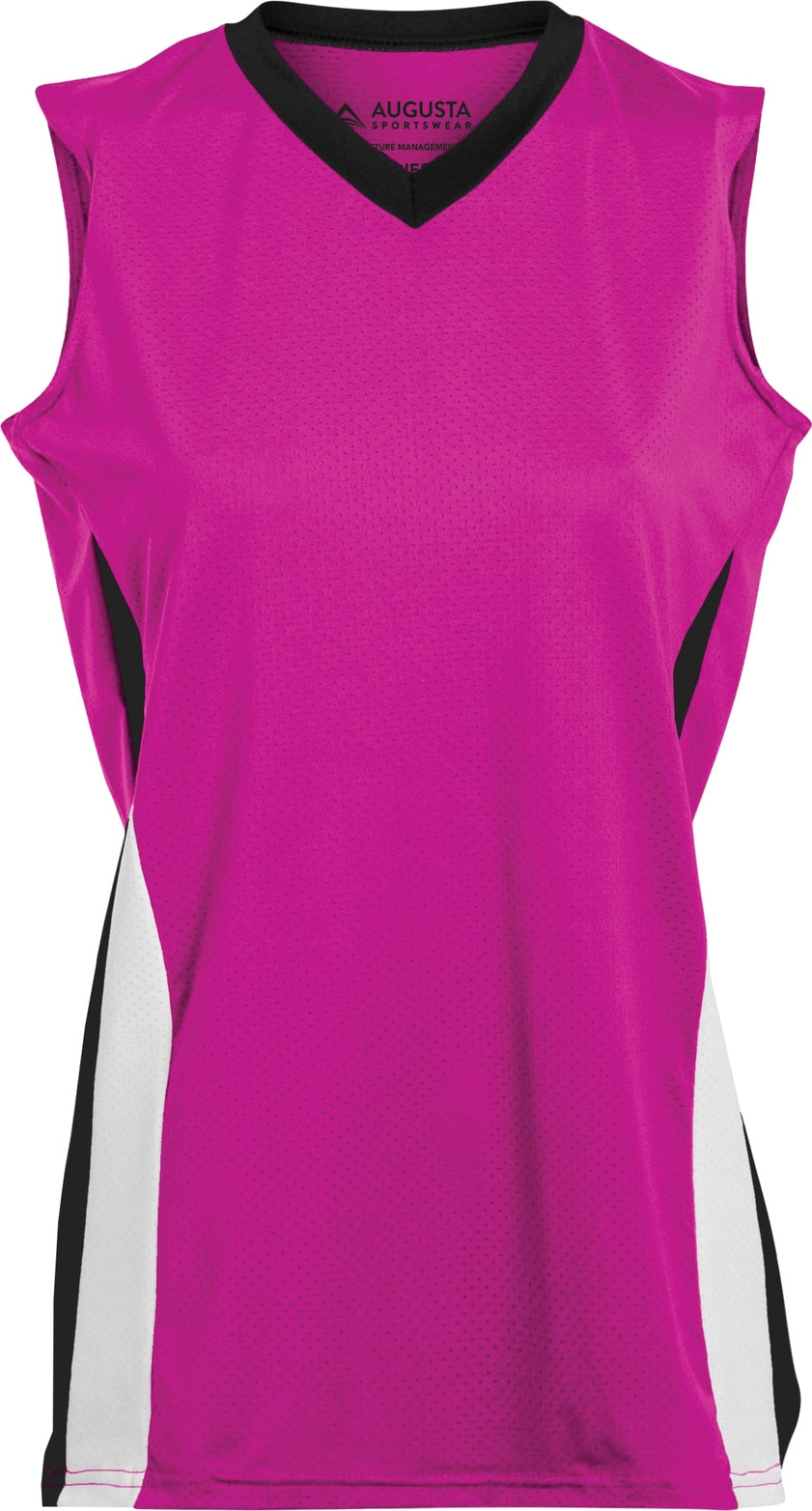 Front View of POWER PINK/BLACK/WHITE LADIES TORNADO JERSEY