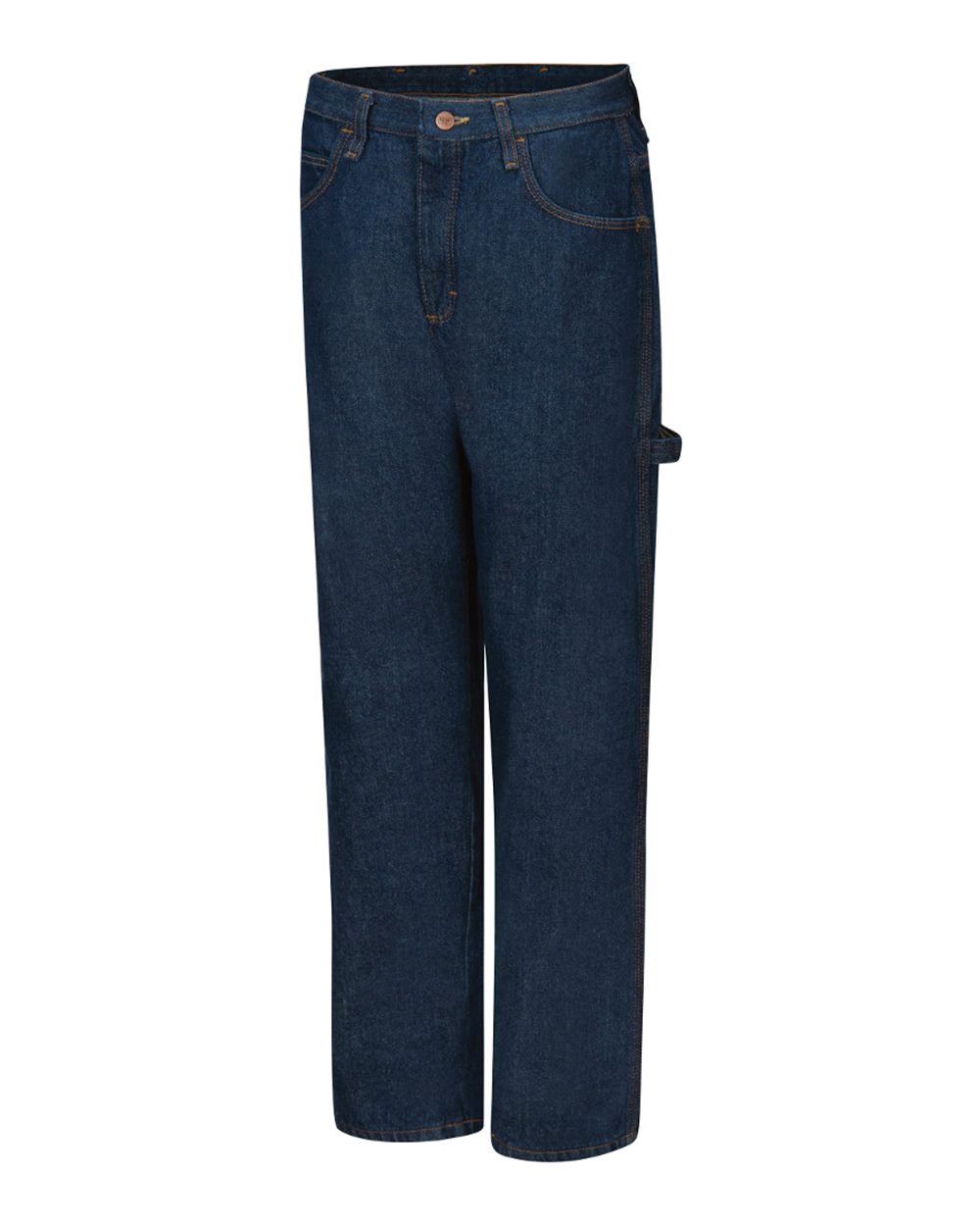 Front View of Prewashed Indigo - Unhemmed Loose Fit Dungaree - PD80