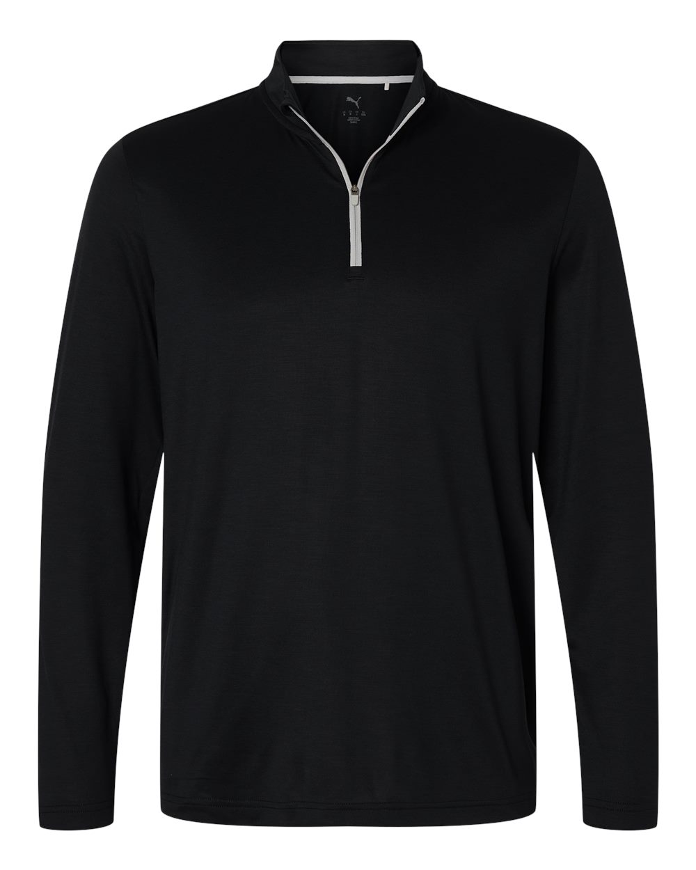 Front View of Puma Black Men's Icon 2.0 Quarter-Zip - 631059 plain