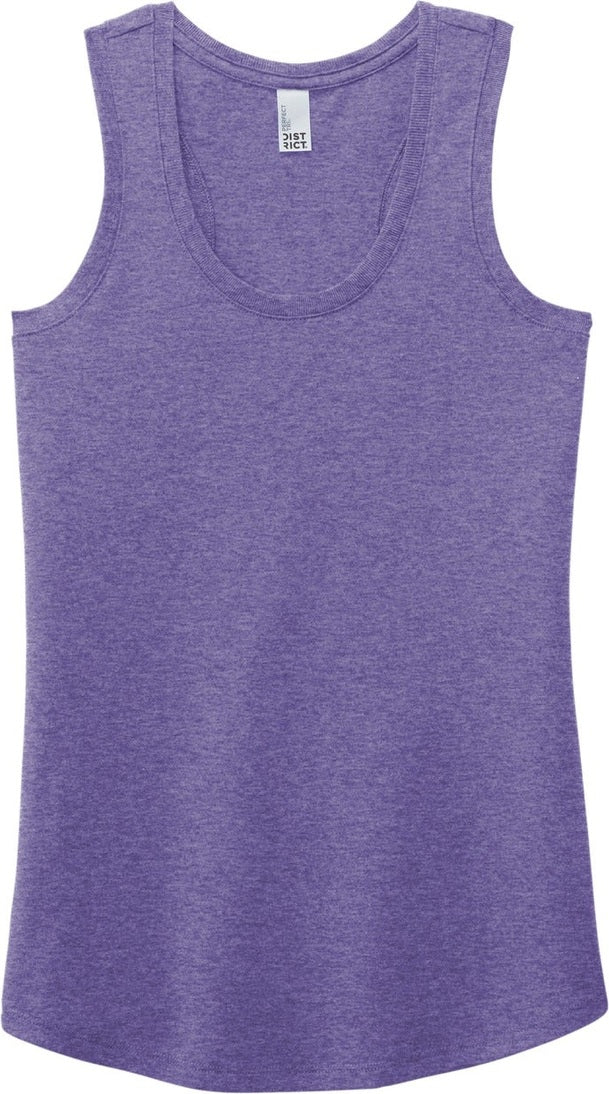Front View of Purple Frost District Women's Perfect Tri Racerback Tank. DM138L