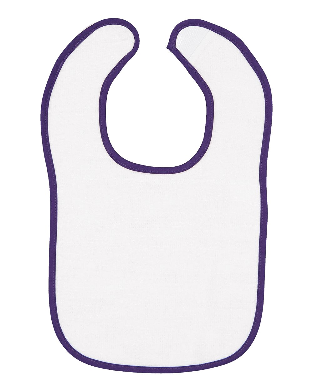 Front View of Purple Infant Contrast Trim Terry Bib - 1003