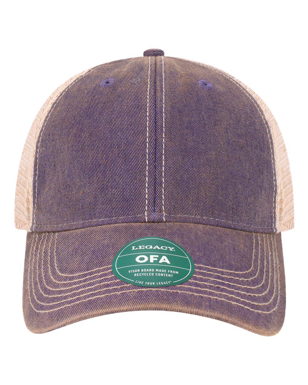 Front View of Purple/ Khaki Old Favorite Trucker Cap - OFA