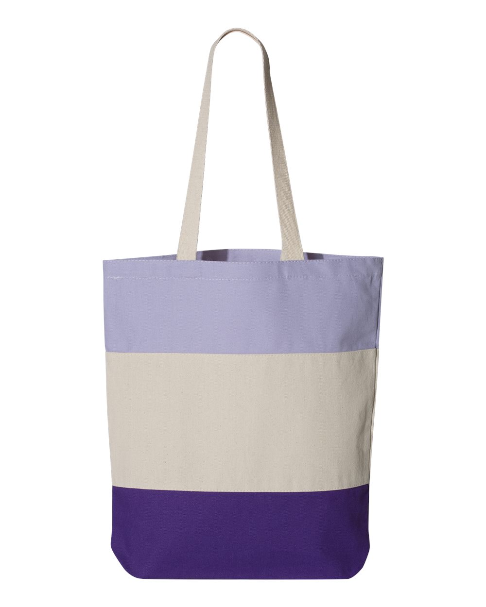 Front View of Purple/ Natural/ Lavender 11L Tri-Color Tote - Q125900