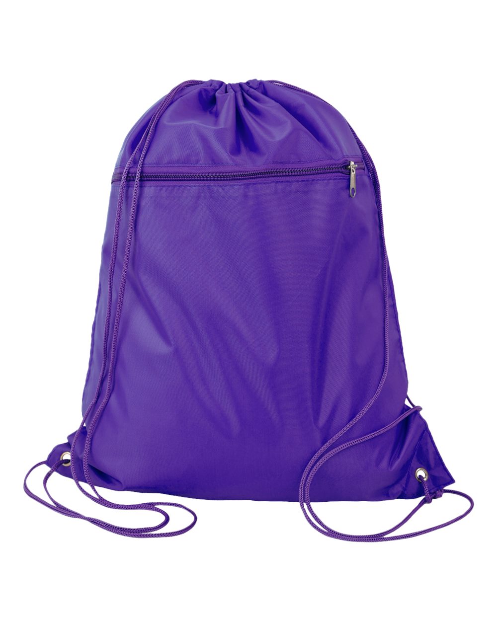 Front View of Purple Polyester Cinchpack - Q135200