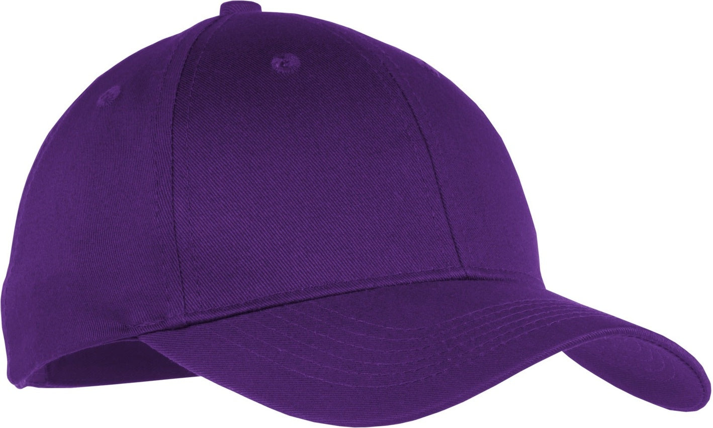 Front View of Purple Port Authority Youth Six-Panel Twill Cap. YCP80