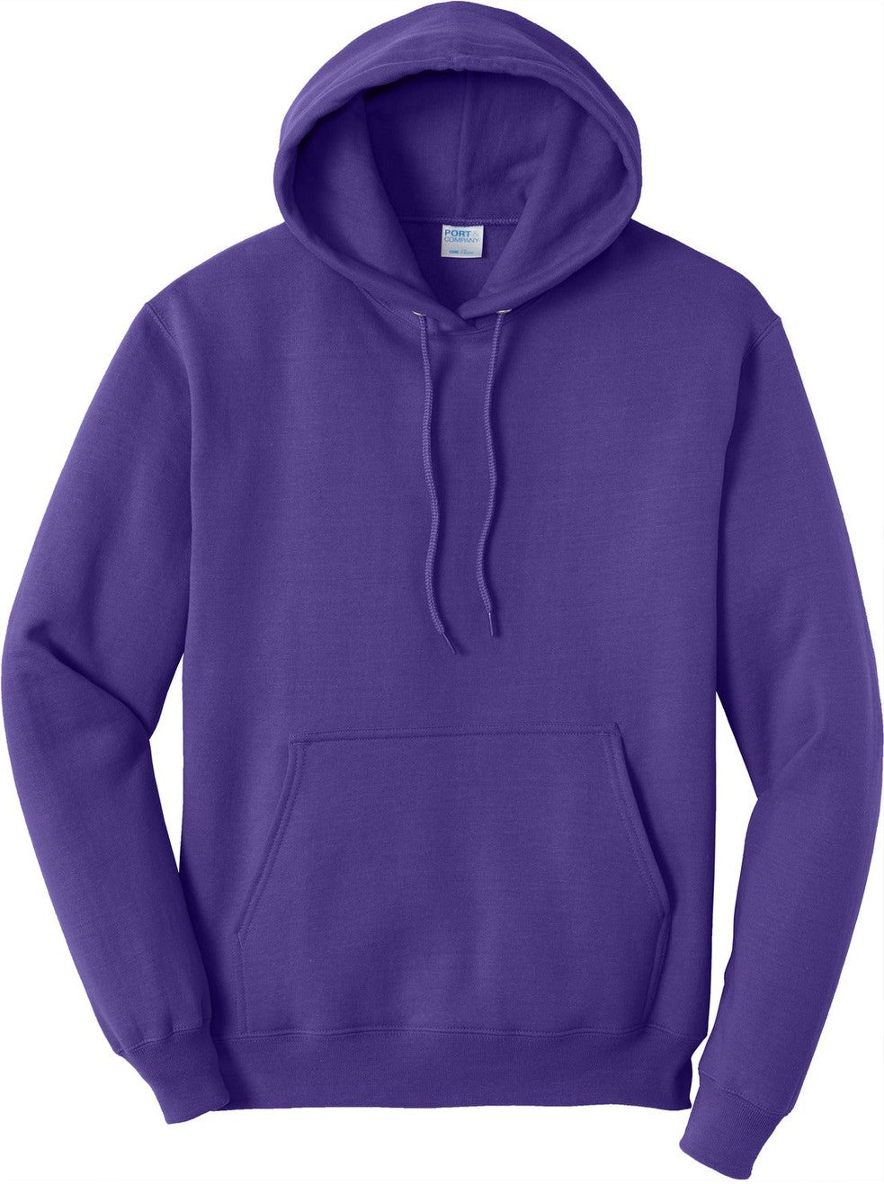 Front View of Purple Port & Co Core Fleece Pullover Hooded Sweatshirt. PC78H