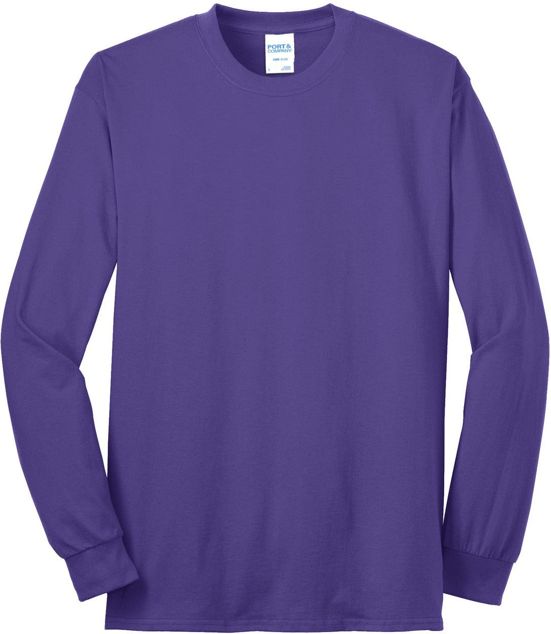Front View of Purple Port & Co Long Sleeve Core Blend Tee. PC55LS