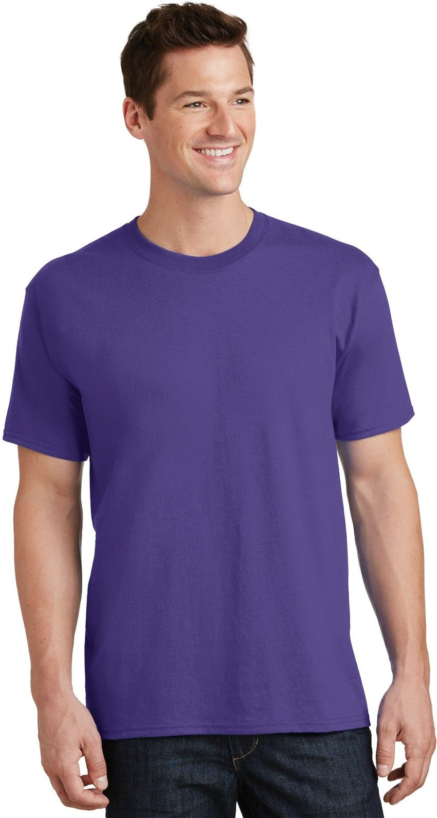 Front View of Purple Port & Co Tall Core Cotton Tee PC54T