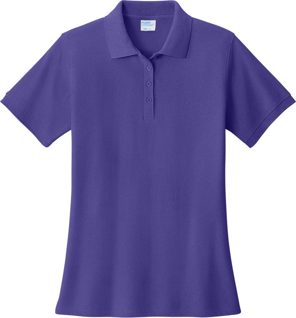 Front View of Purple Port & Co Women's Core Blend Pique Polo. LKP155