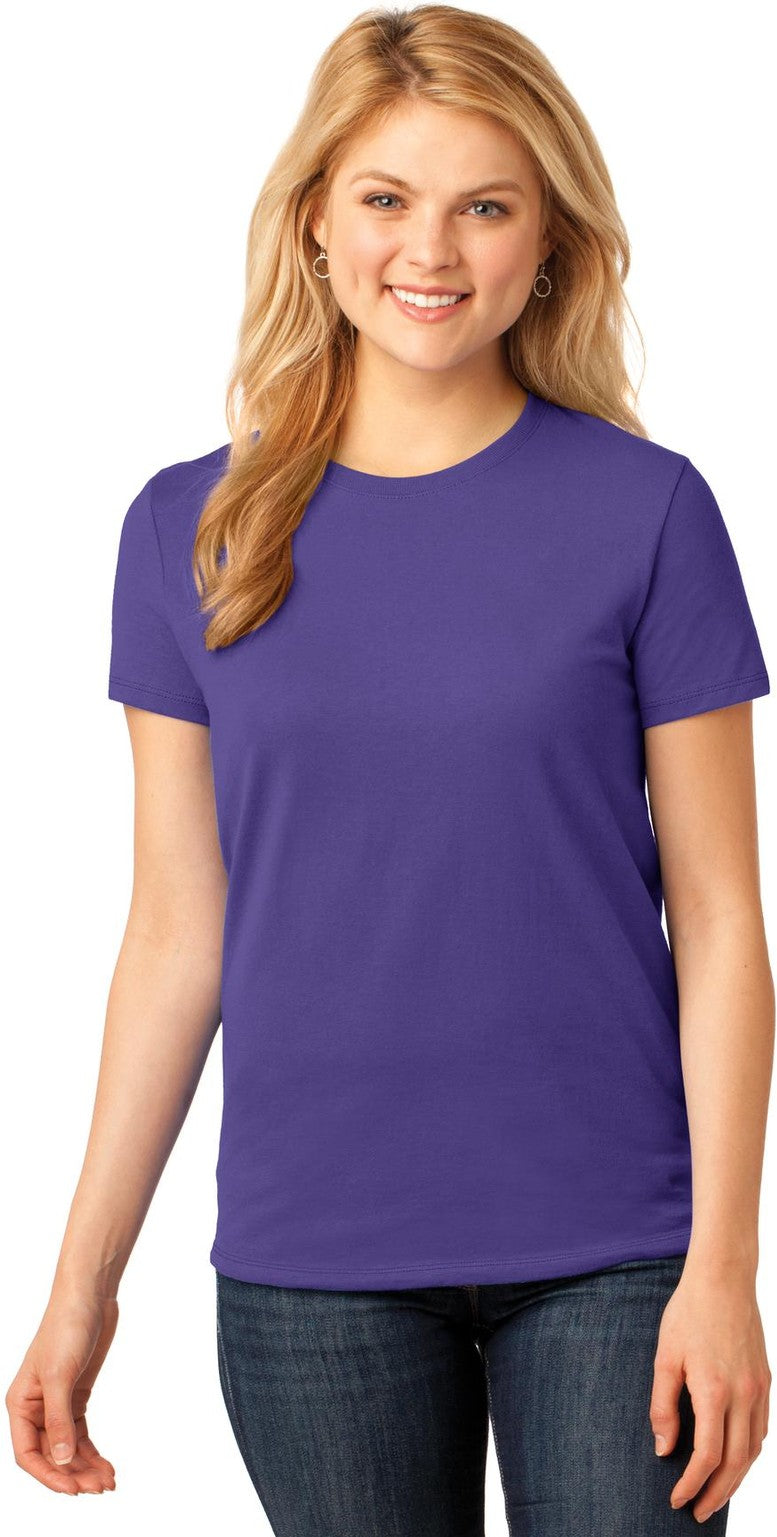 Front View of Purple Port & Co Women's Core Cotton Tee. LPC54
