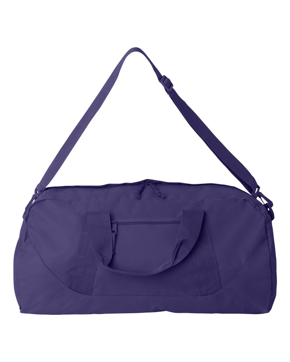 Front View of Purple Recycled 23 1/2" Large Duffel Bag - 8806