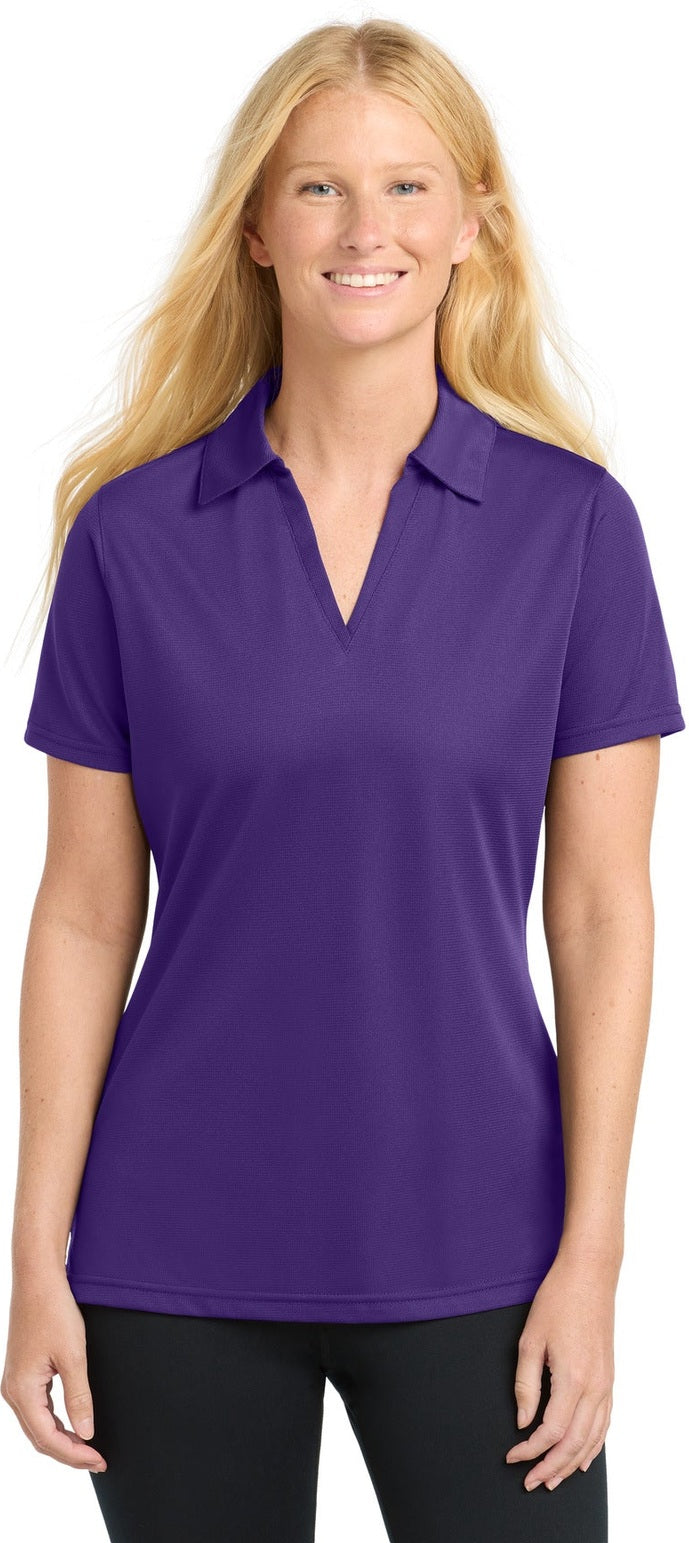 Front View of Purple Sport-Tek Women's PosiCharge Active Textured Polo. LST690