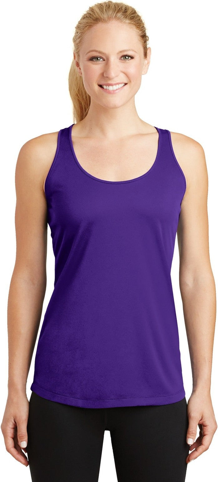 Front View of Purple Sport-Tek Women's PosiCharge Competitor Racerback Tank. LST356