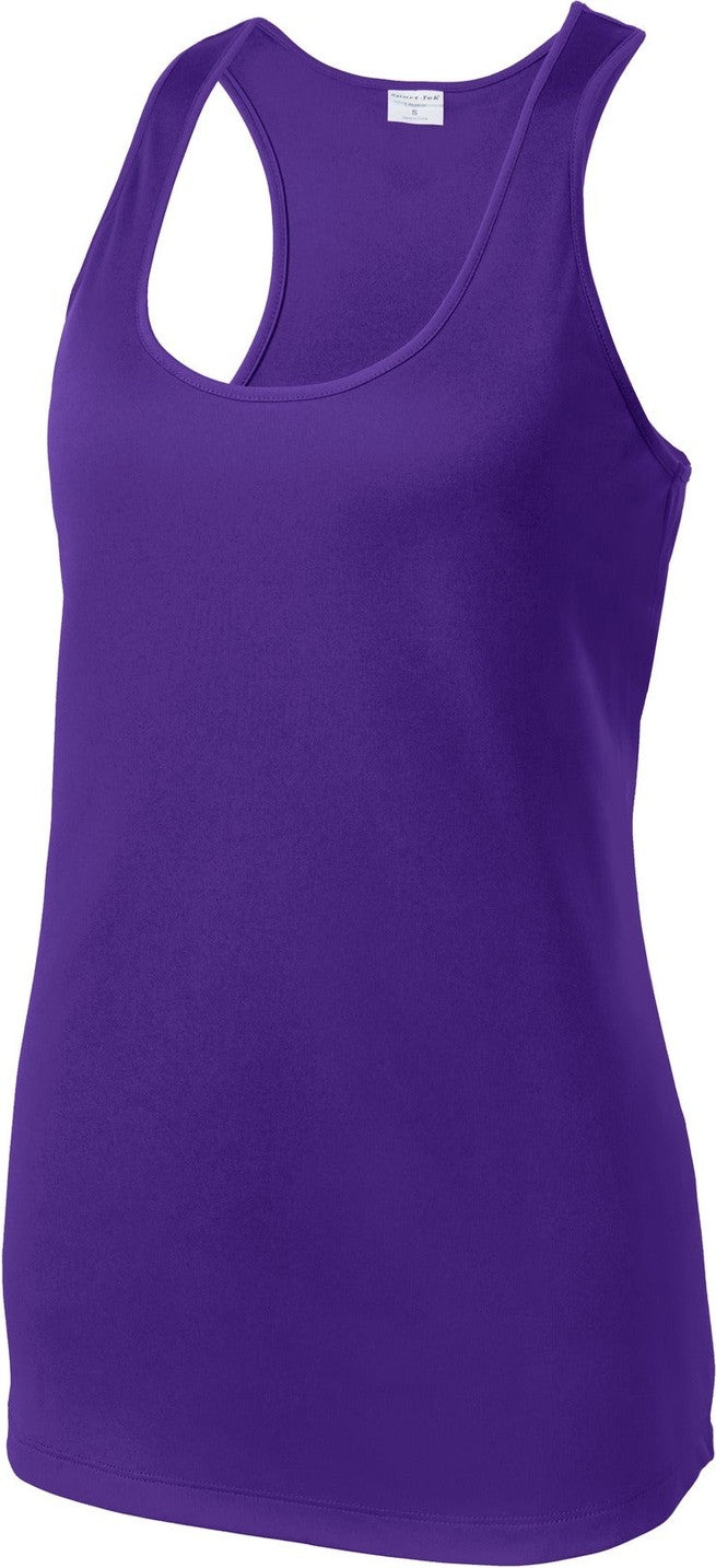 Front View of Purple Sport-Tek Women's PosiCharge Competitor Racerback Tank. LST356