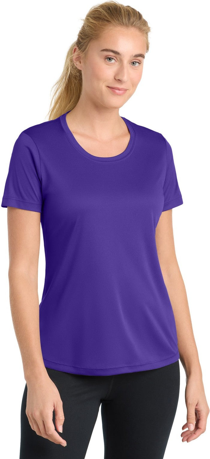 Front View of Purple Sport-Tek Women's PosiCharge Competitor Tee. LST350