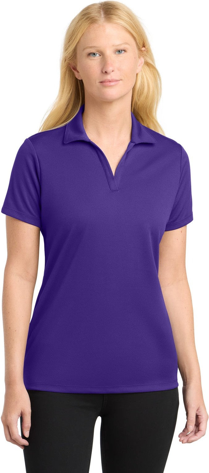 Front View of Purple Sport-Tek Women's PosiCharge RacerMesh Polo. LST640