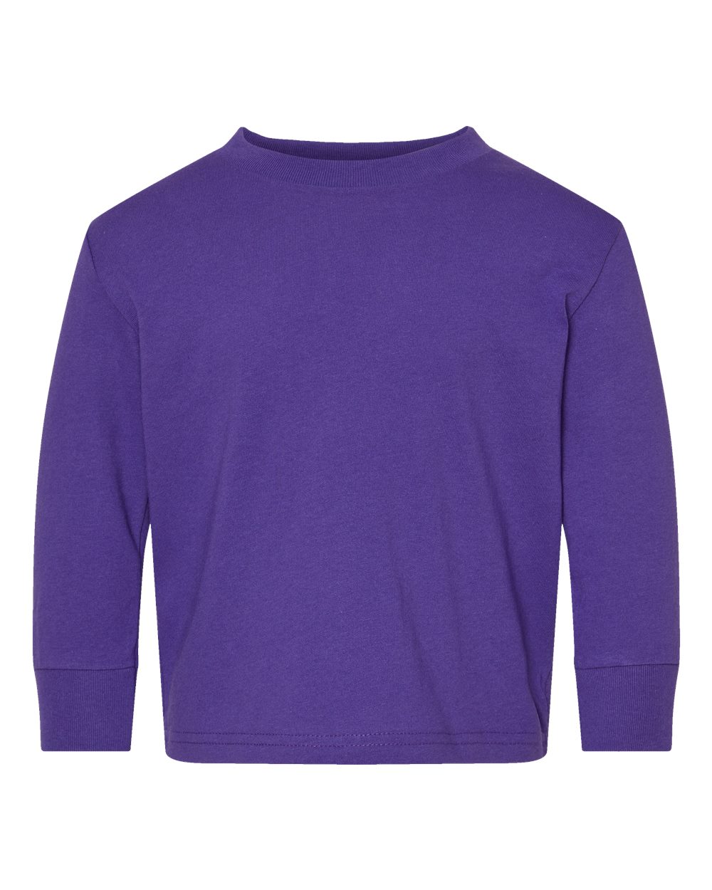 Front View of Purple Toddler Cotton Jersey Long Sleeve Tee - 3311