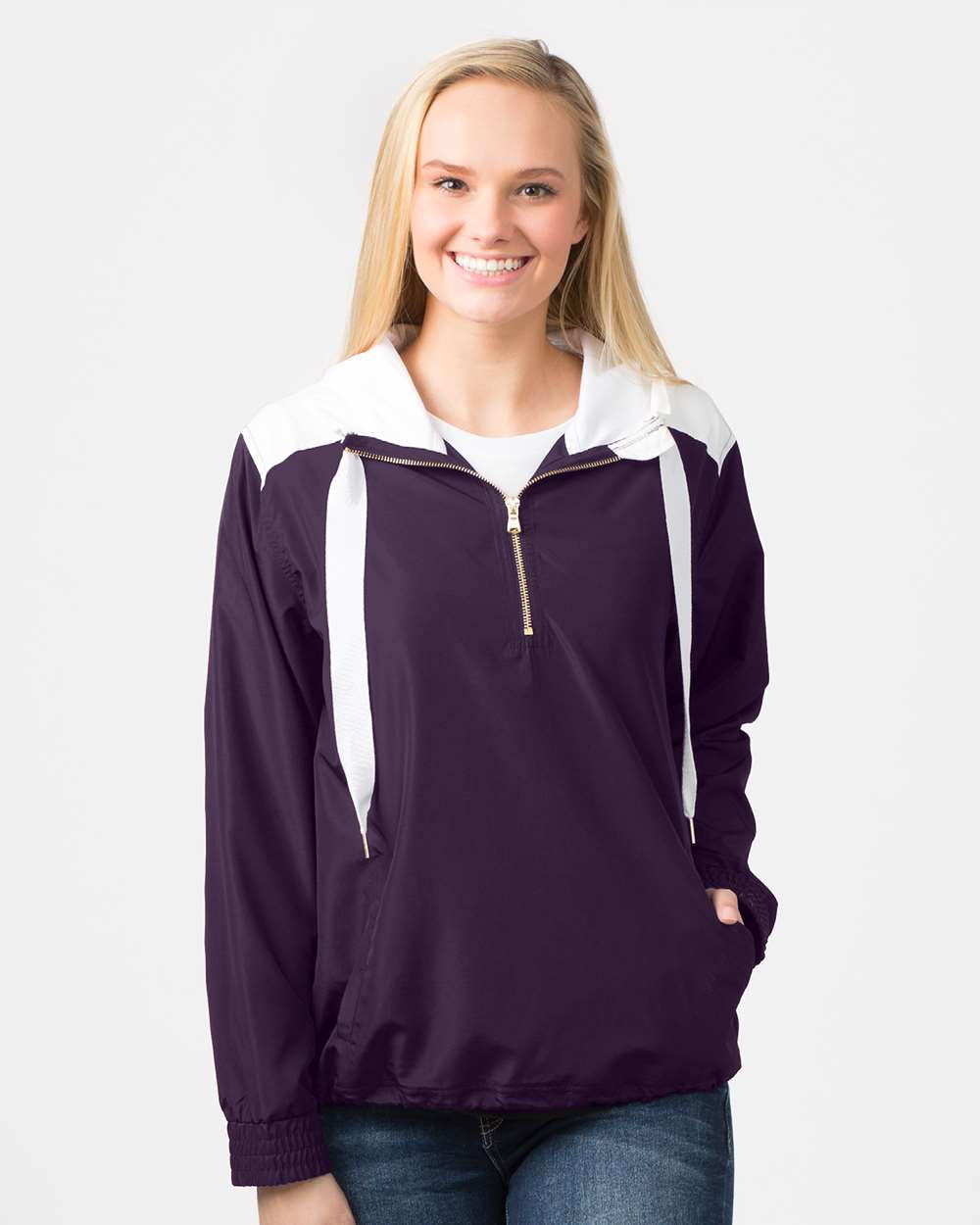 Front View of Purple Women's Stadium Anorak - P63