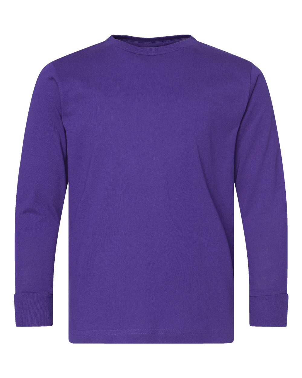 Front View of Purple Youth Fine Jersey Long Sleeve Tee - 6201