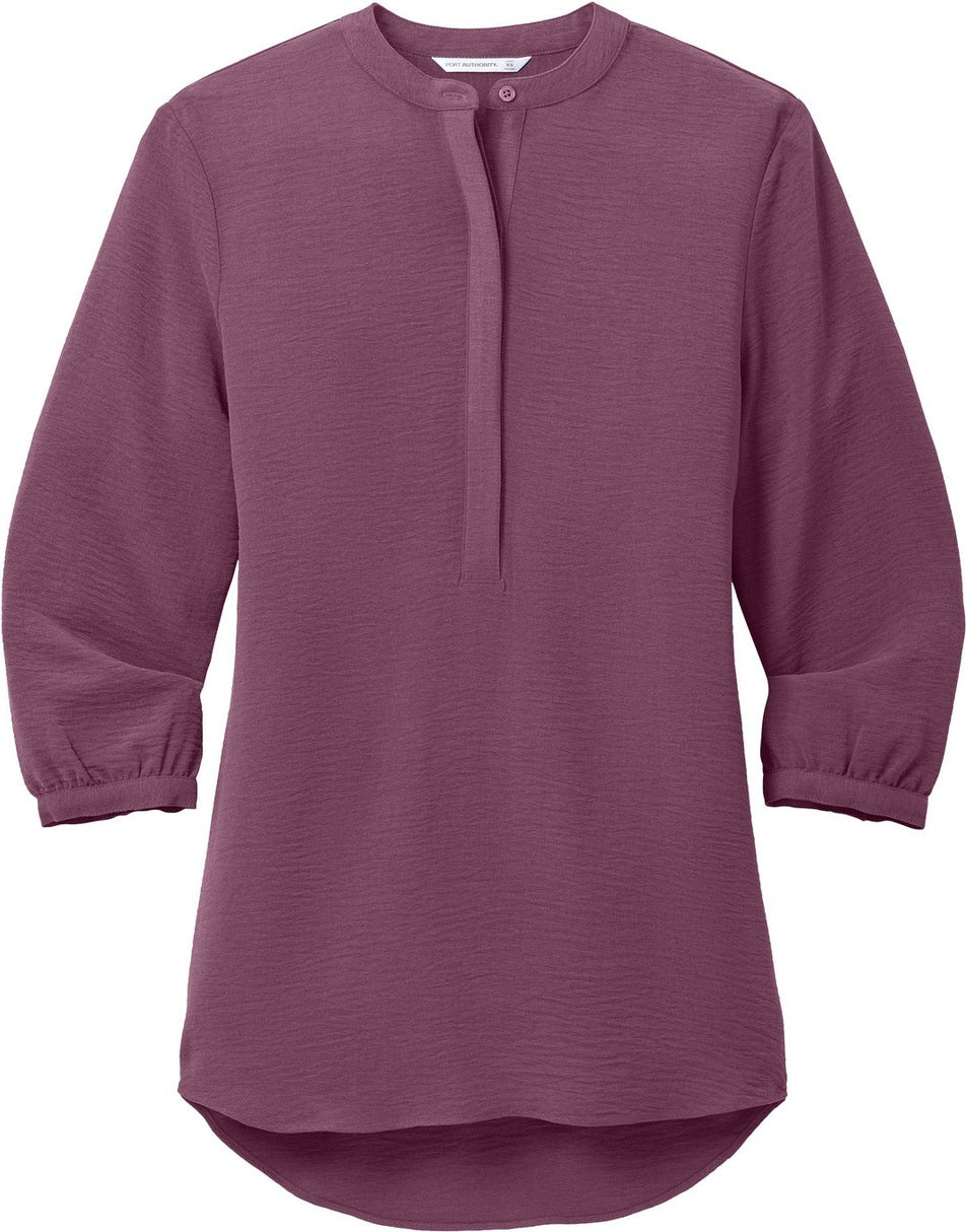 PurpleMist Port Authority Women's 3/4-Sleeve Textured Crepe Tunic LW713