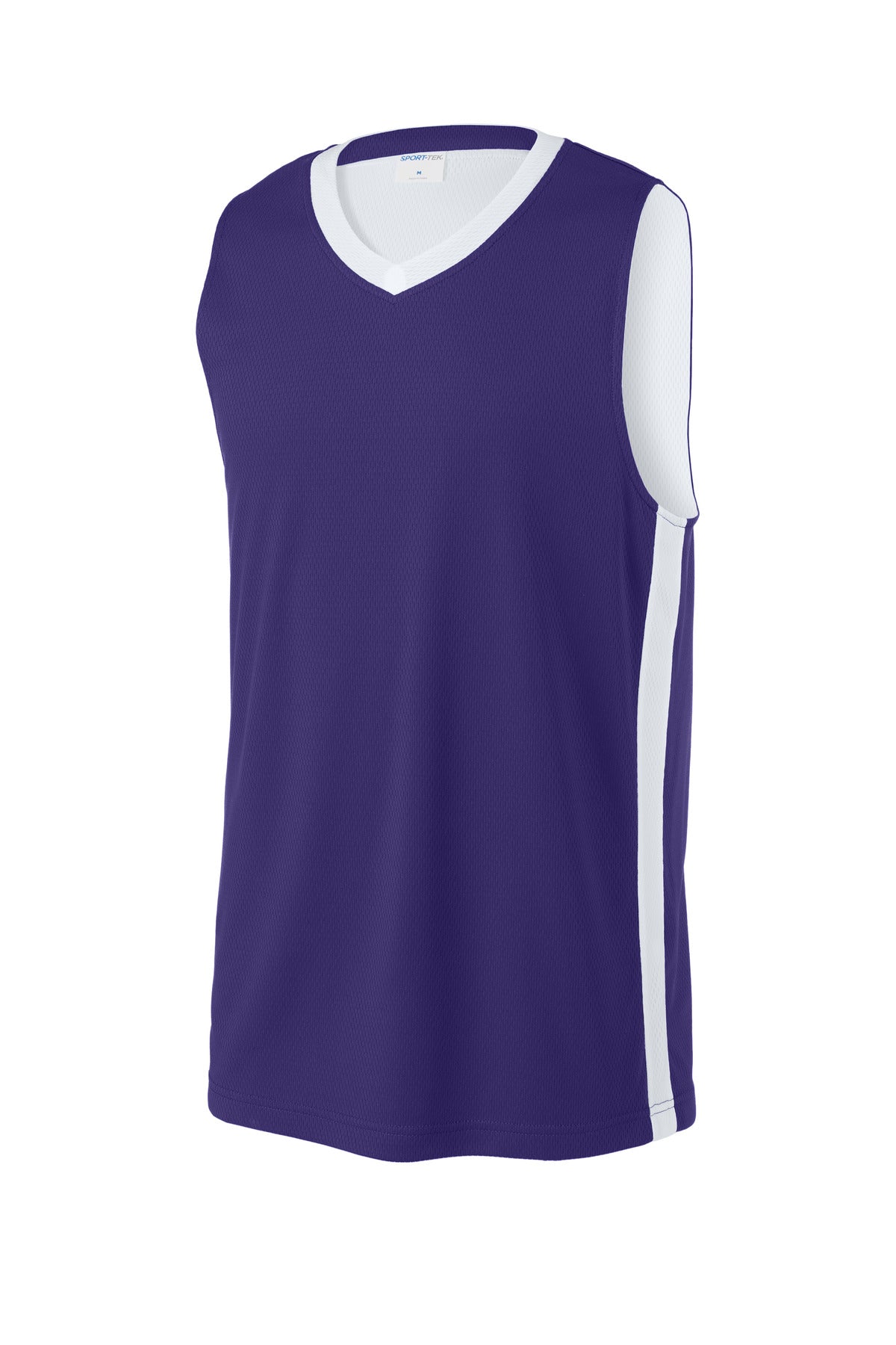 Front View of Purple/Wh Sport-Tek Rival Basketball Rev Jersey ST900