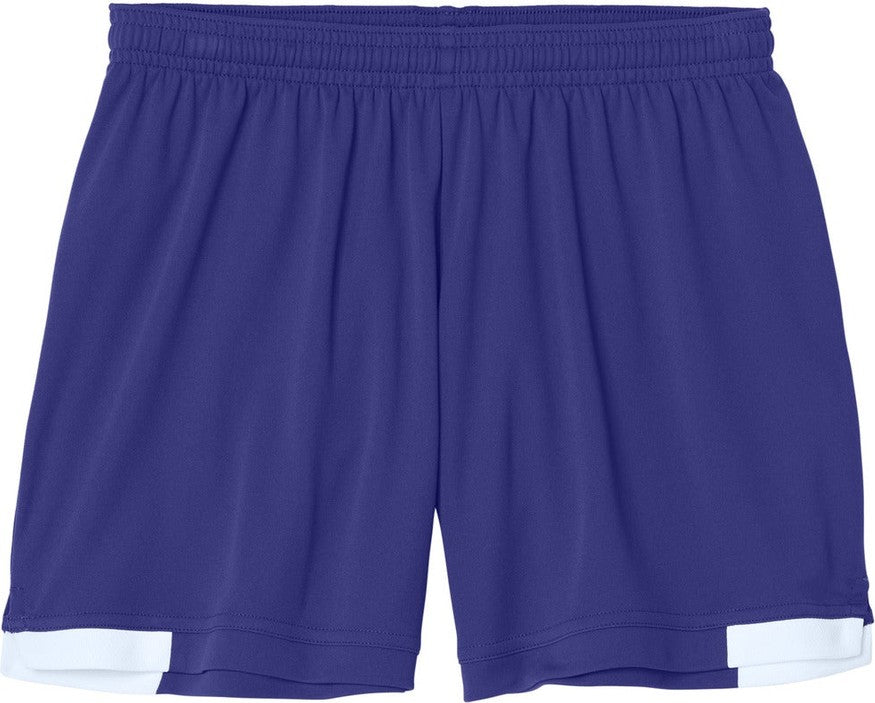 Front View of Purple/Wh Sport-Tek Women's Club 5" Short LST442