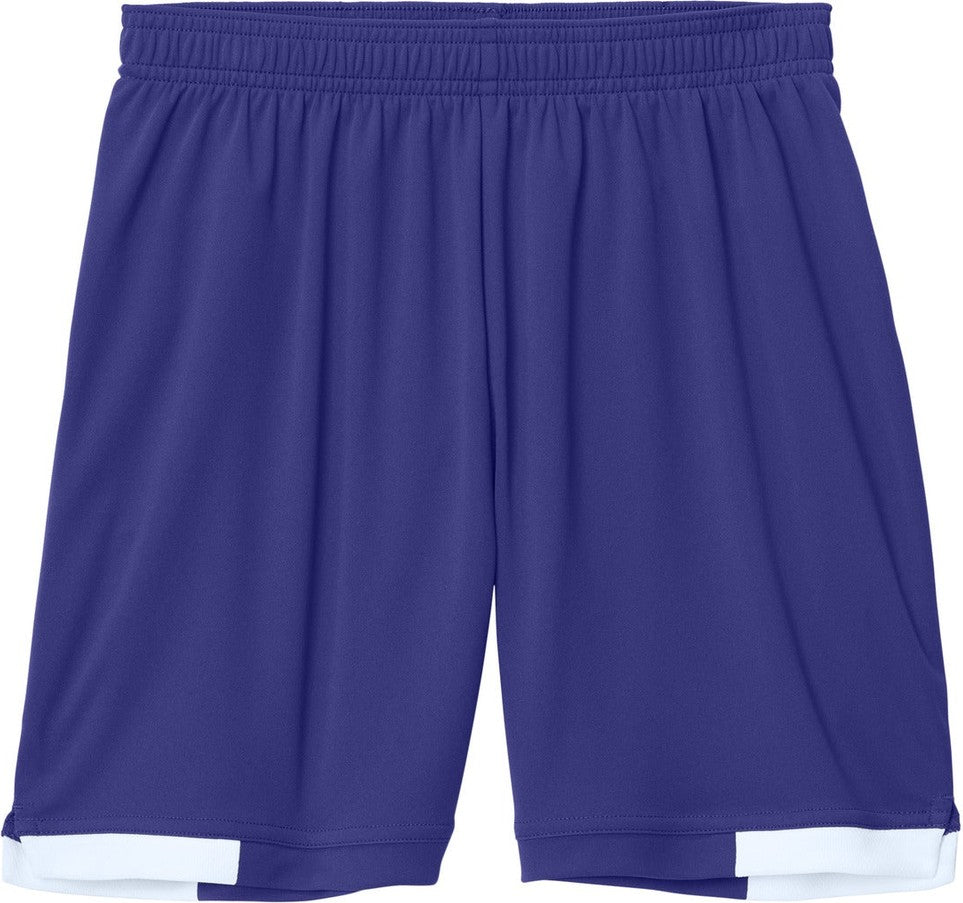 Front View of Purple/Wh Sport-Tek Youth Club 5" Short YST442