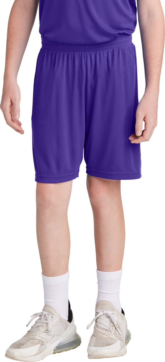 Front View of Purple/Wh Sport-Tek Youth Competitor United 5" Short YST103