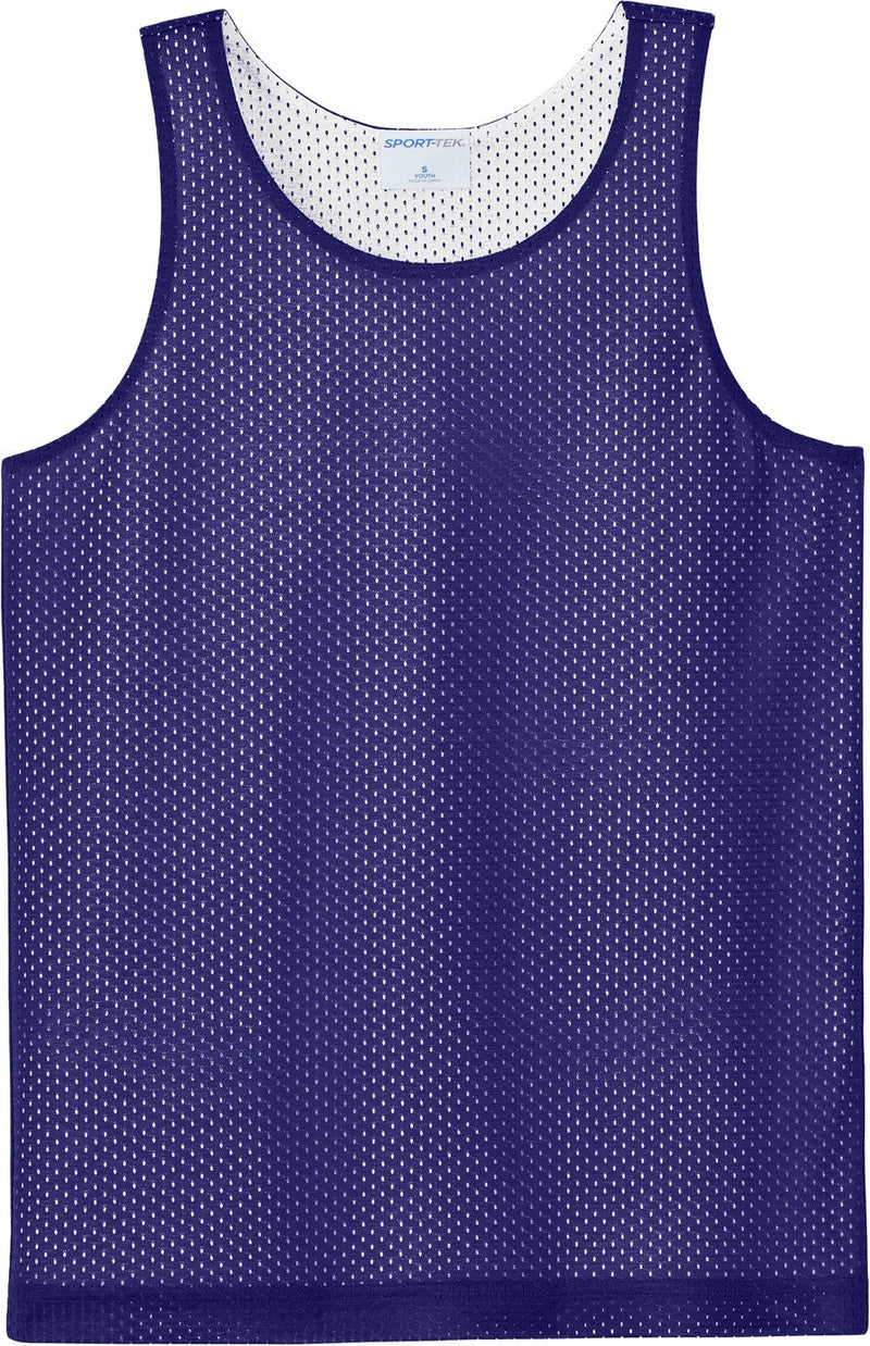 Front View of Purple/Wh Sport-Tek Youth PosiCharge Reversible Mesh Tank YST5000