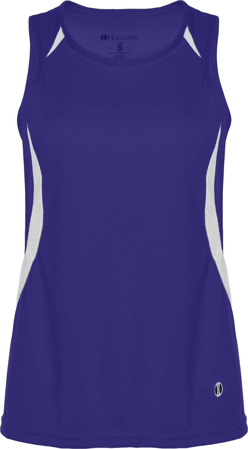 Front View of PURPLE/WHITE LADIES SPRINT SLIM FIT SINGLET