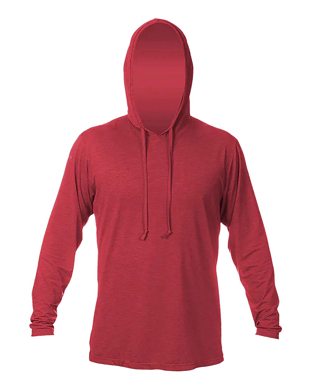 Front View of Pyro Heathered Low Pro Tech Hooded Long Sleeve T-Shirt - MVLPRH8