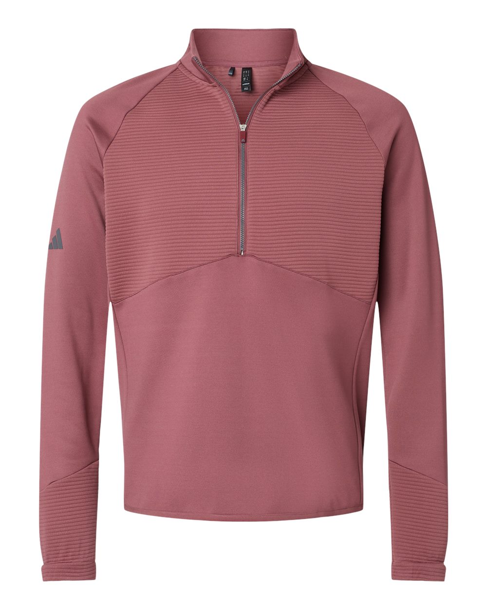 Front View of Quiet Crimson Quarter-Zip Pullover - A587