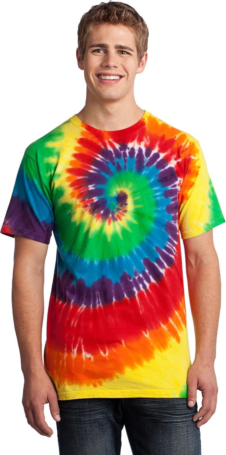 Front View of Rainbow Port & Co Tie-Dye Tee. PC147