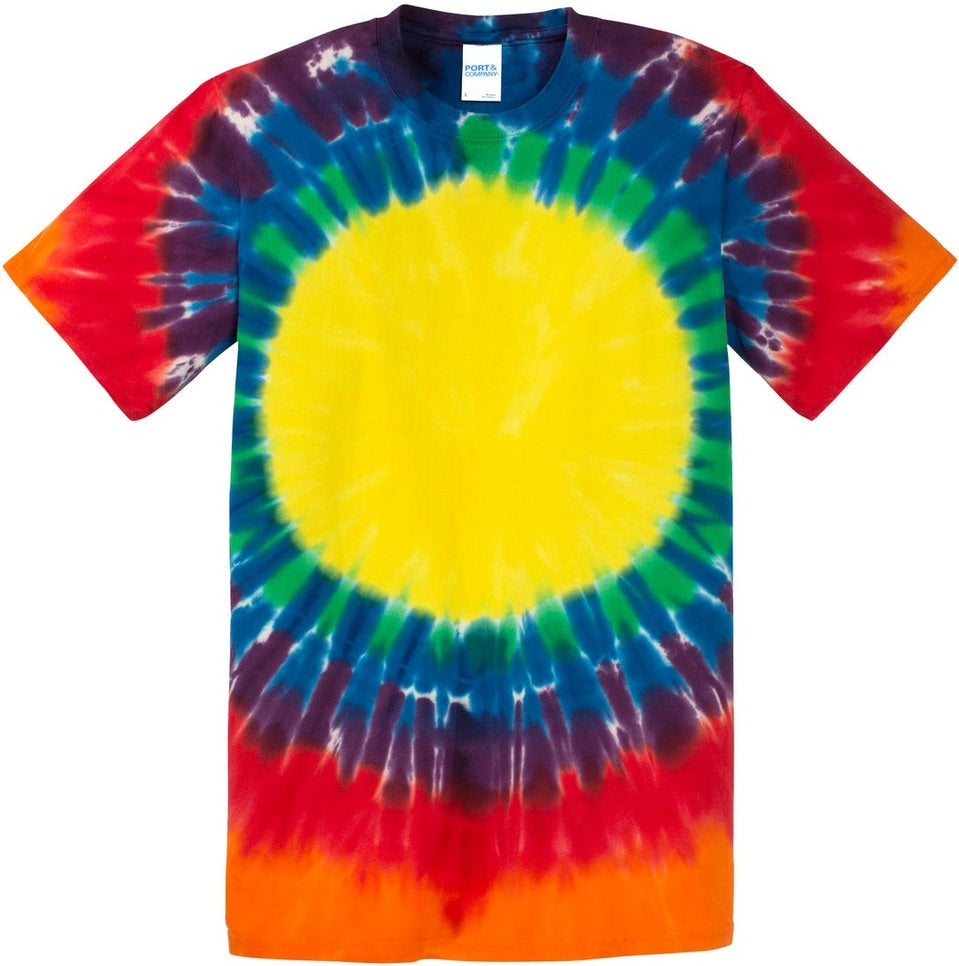 Front View of Rainbow Port & Co Youth Window Tie-Dye Tee. PC149Y