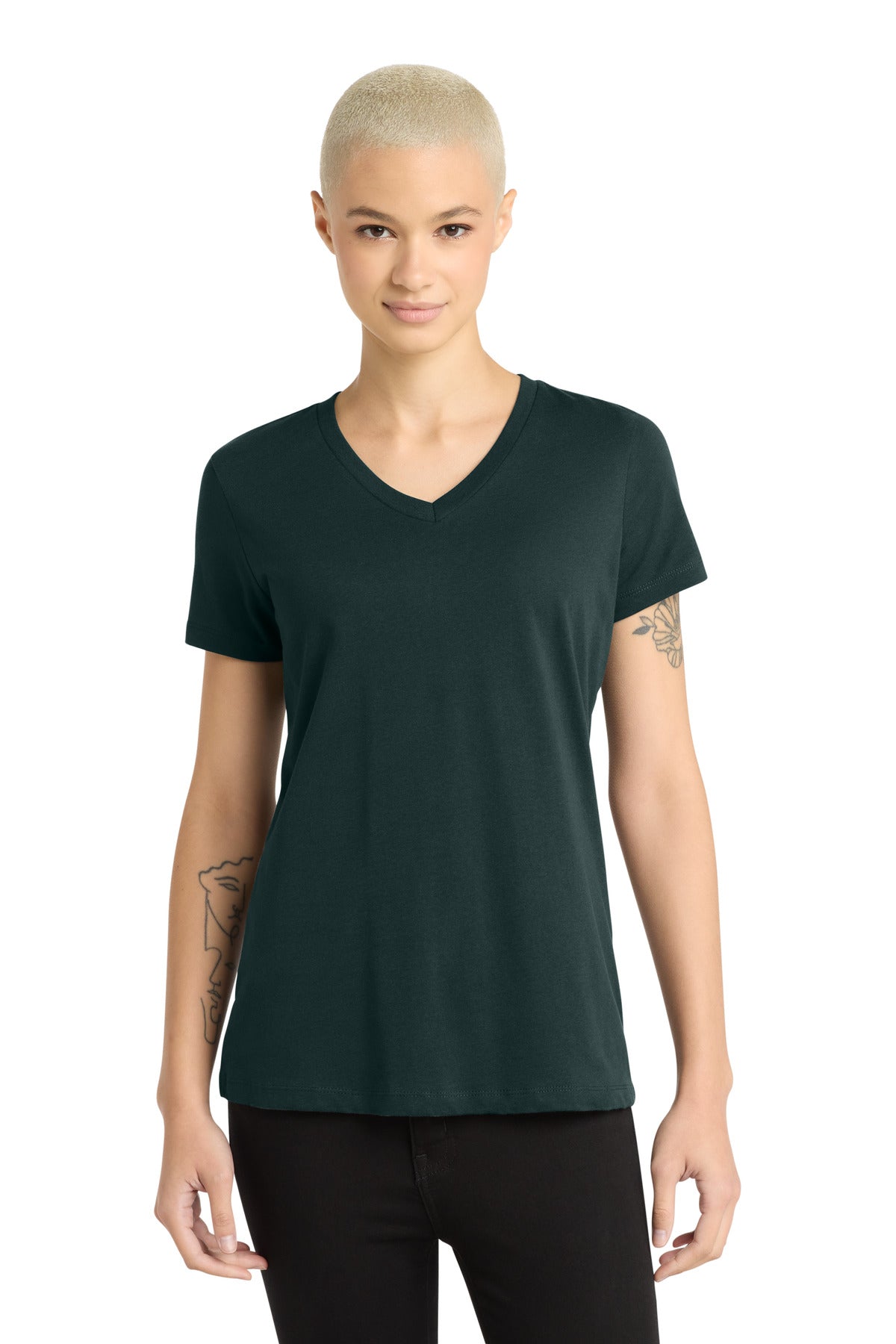 Front View of Rainforest District - Women's Perfect Weight V-Neck Tee. DM1170L