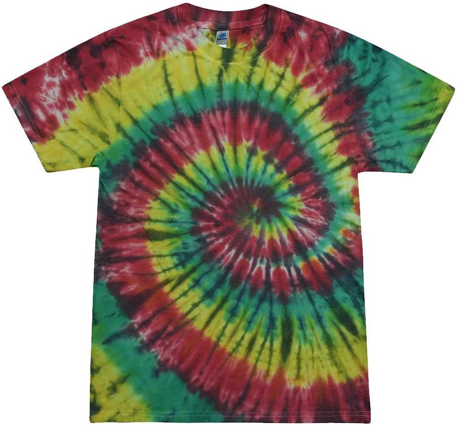 Front View of Rasta Festival Tie-Dyed Burnout T-Shirt - 1090